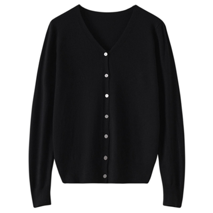 NUNUHANA 여성 베이직 스판 브이넥 니트 가디건