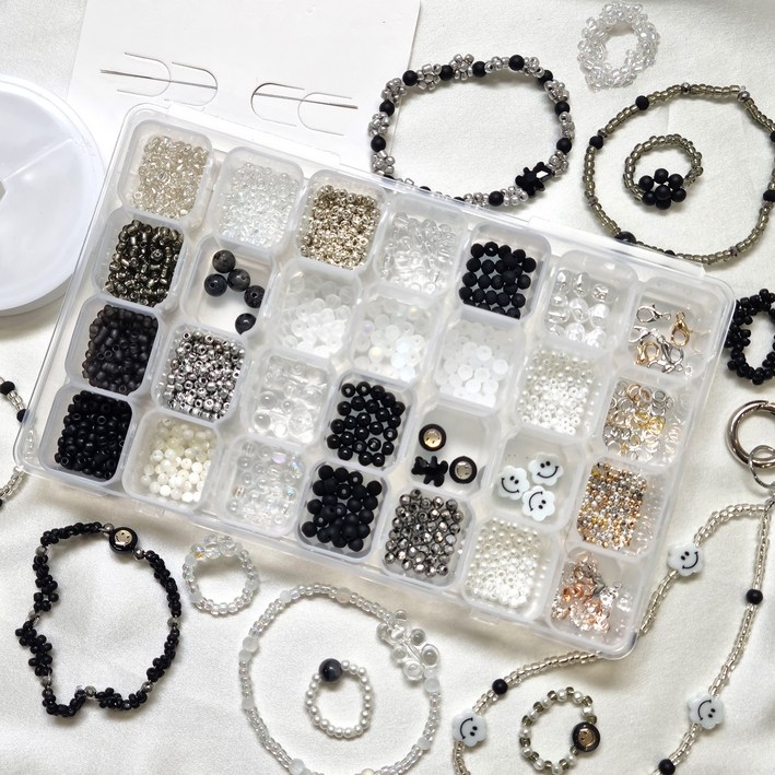 리니팜 시그니처 비즈 공예 만들기 DIY 세트, 테마컬러 글루미 블랙, 1세트