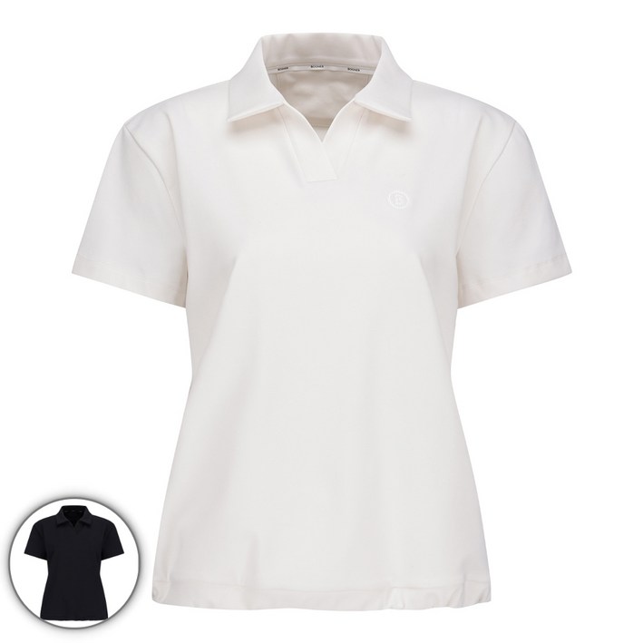 [AK플라자] [보그너] 여성 루즈핏 오픈 카라 반팔 티셔츠 (01-252-201-04)