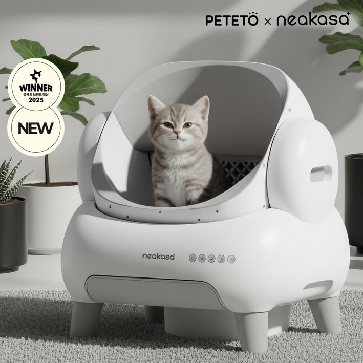 26년형 코오롱 페테토 니카사 M1 Plus 고양이 자동화장실 끝판왕 스마트 대용량 프리미엄 자동개폐 화장실 Neakasa 저소음 PETETO 앱연동, 1개, 화이트, 자동 화장실