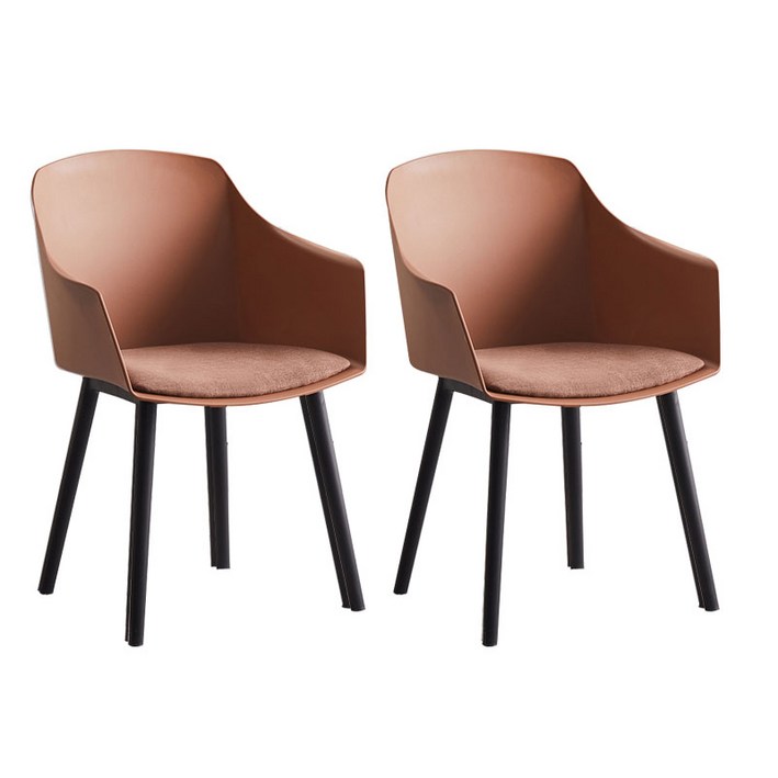 홈스퍼니처 로이 쿠션 암체어 카페의자 플라스틱 인테리어 1인 야외 테라스 식탁 식당 화장대 디자인, 레드브라운, 2개