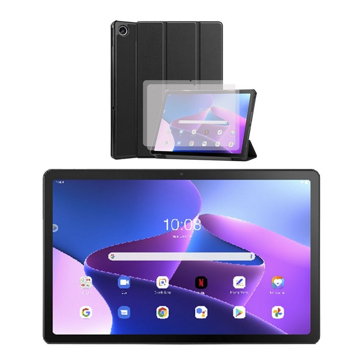 레노버 K10 프로글로벌 모델 M10 플러스태블릿 10.61형 4G 2K IPS, 옥타코어, 한국어 지원 가능  LEPOID 슬림 보호케이스  강화 유리 화면 보호기 x 2