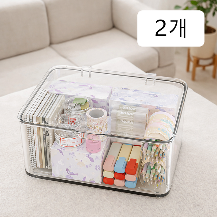 솜솜스퀘어 다용도 투명 아크릴 수납 정리 보관함 2p