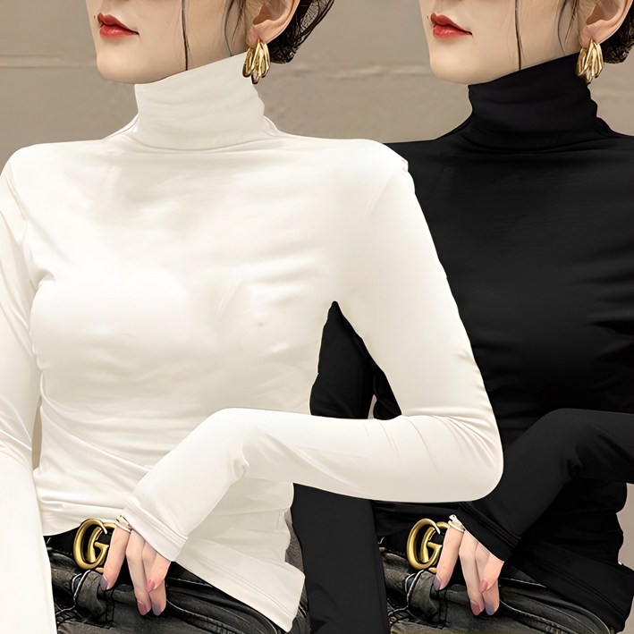 에르모소 11 봄 가을 간절기 사계절 이너 무지 슬림 기모 목폴라 여성 긴팔 티셔츠 HC014
