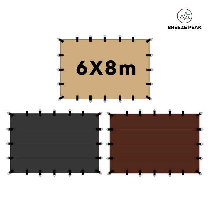 초대형 타프 스크린 블랙코팅 암막 천막 장박 차박 그늘막 6x8m, 브라운