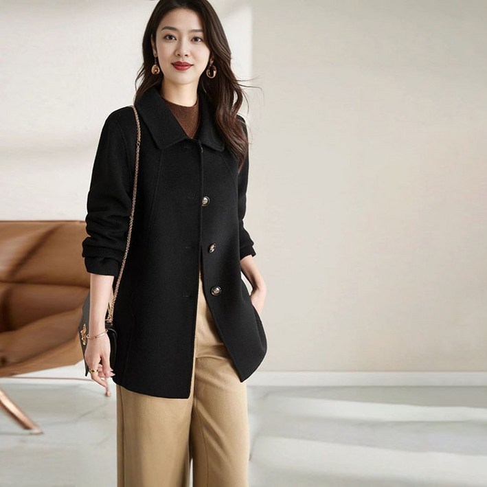 봄가을 여성롱코트 테일러드 긴팔 모직코트