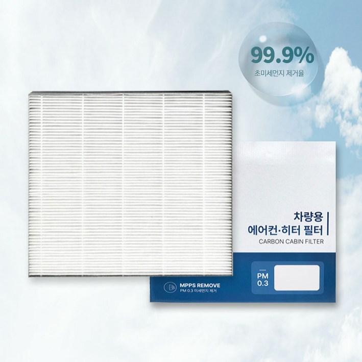 이필드 PM0.3 에어컨필터 현대 LF 소나타 14년3월~19년3월 히터필터 초미세먼지 항균 필터 뉴라이즈호환, 4개