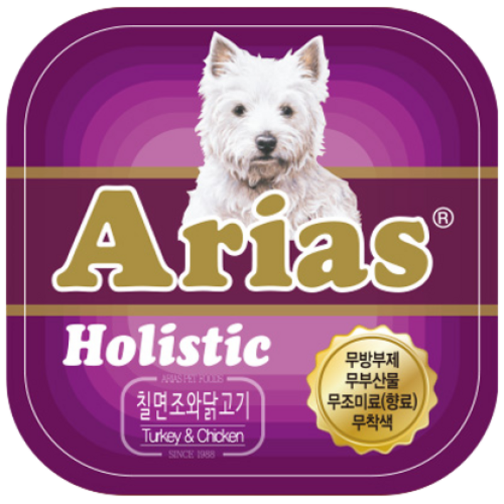 아리아스 홀리스틱 애견사각캔 칠면조와닭고기 3box(48개), 칠면조와닭고기, 48개