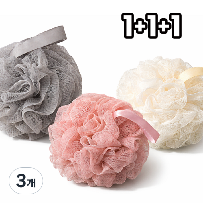 3P 거품 풍성 빅 샤워볼 저자극 대왕샤워볼 3개입 그레이,베이지,핑크, 3개, 3개입, 베이지,그레이,핑크 50g