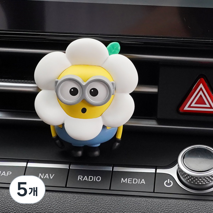유니버셜 미니언즈 플라워 밥 피규어 차량용 송풍구형 새차선물 귀여운차량용품 데이지밥, 5개, 화이트 플로랄