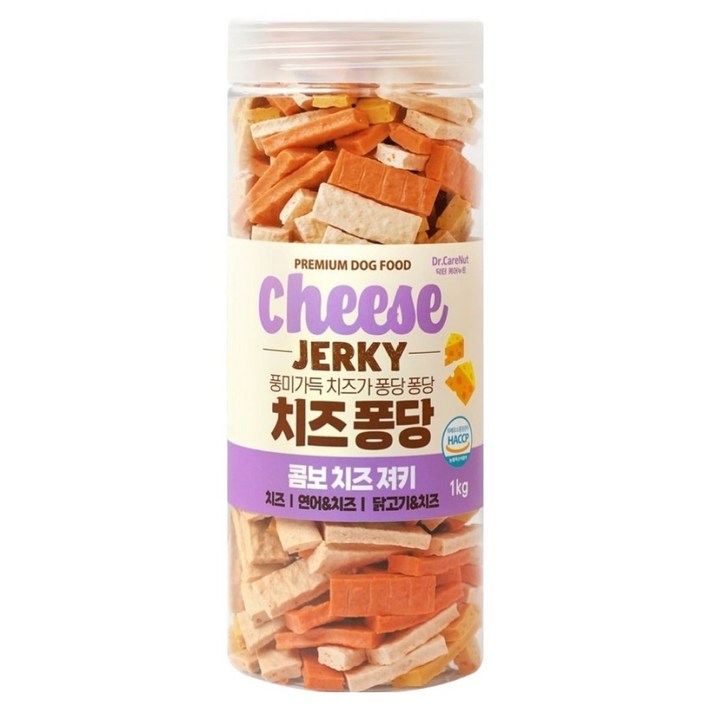 닥터케어누트 강아지 치즈 영양가득 대용량 퐁당 져키, 1개, 1kg, 혼합맛연어닭치즈