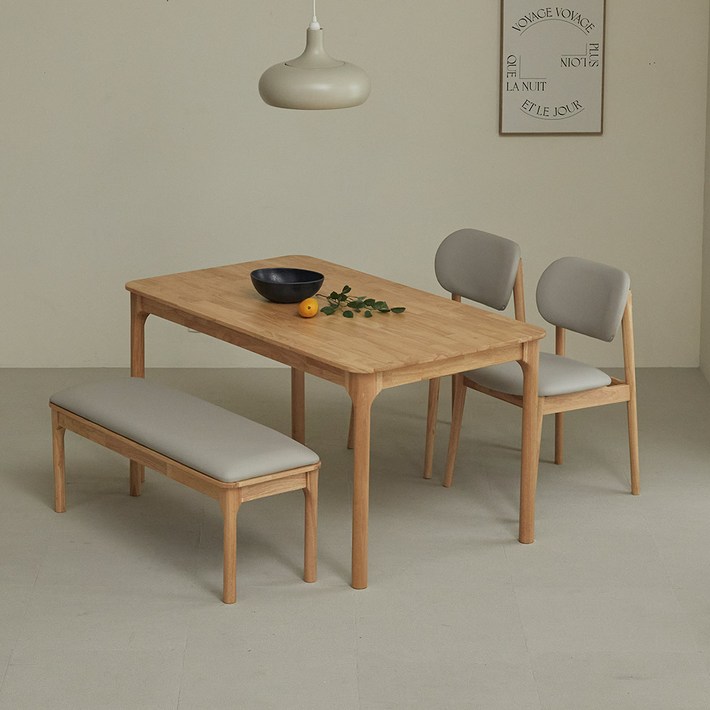 스칸딕 워즈 원목식탁 1400  워즈벤치  C의자 2P 4인용 방문설치, 내추럴, 일반 2  벤치 1
