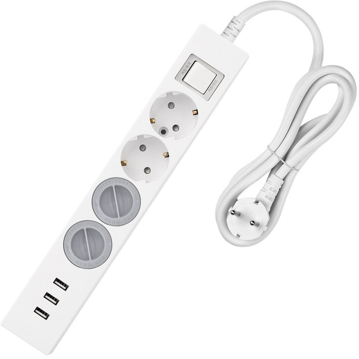 스윗홈 과부하차단 USB 3포트 멀티탭 4구 HOMEMO16AU4 안전커버 2p 세트, 1.5m, 1세트