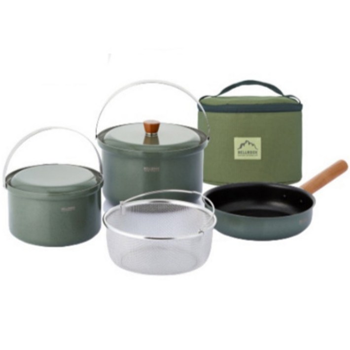 벨락 컬러 9L 코팅팬 코펠 세트  전용가방