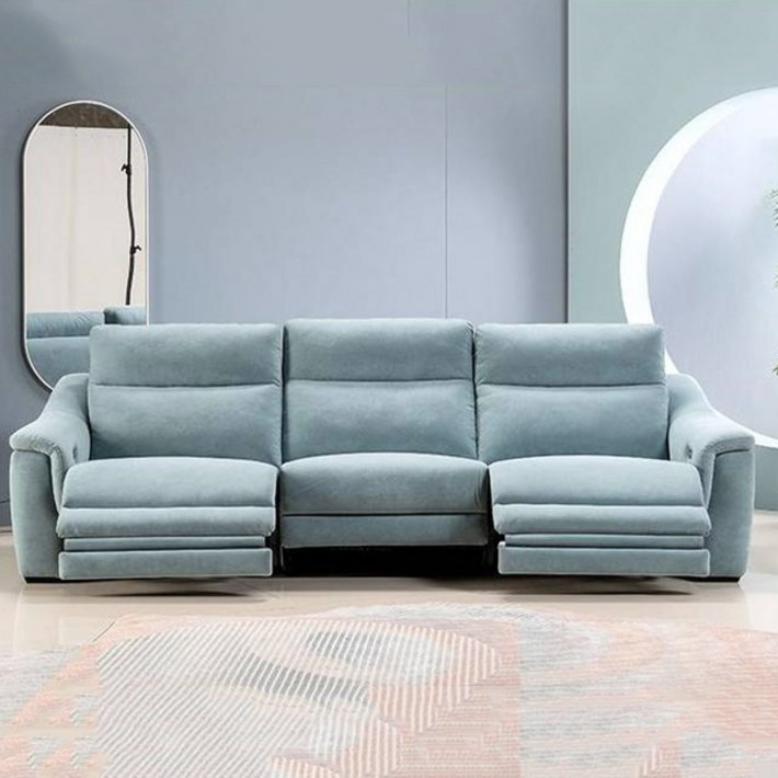 리바트 로이머 패브릭 4인용 양면형 리클라이너형 소파 방문설치, 딥 시 클레이 그레이