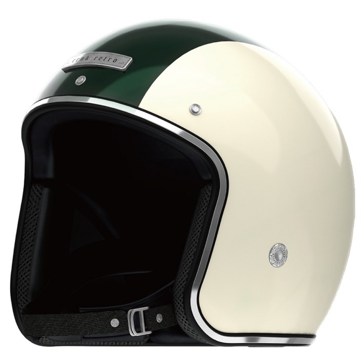 크랭크 레트로 오픈페이스 헬멧, 스트라이프화이트, 1개