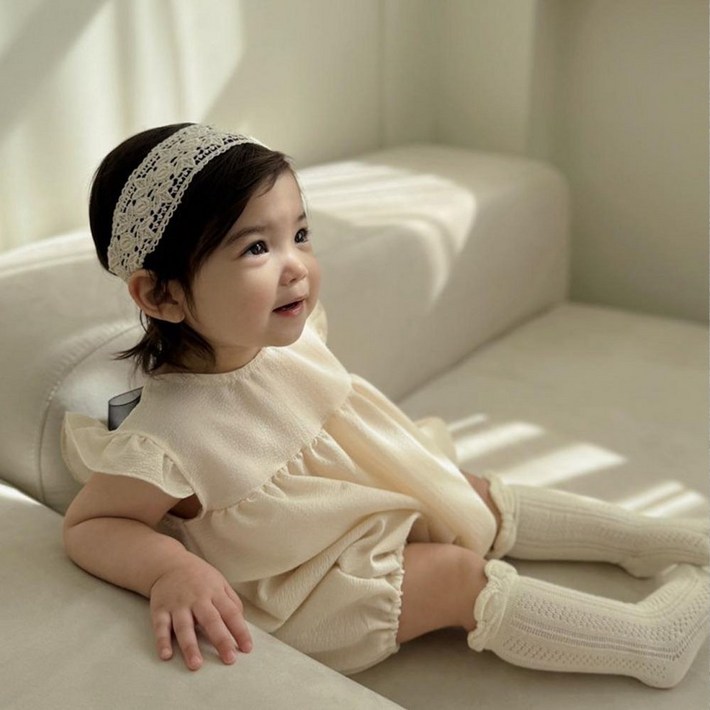 베베나인 유아용 엔젤 프릴 리본슈트