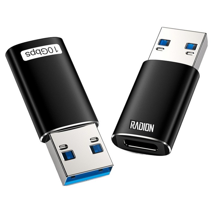 라디온 C타입A타입 USB 3.2 Gen2 120W 10Gbps OTG 변환 젠더 RGG2CTOA, 블랙, 1개, 37mm