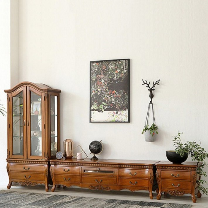 유캐슬 제우스 거실장  협탁  장식장 세트 방문설치, 엔틱