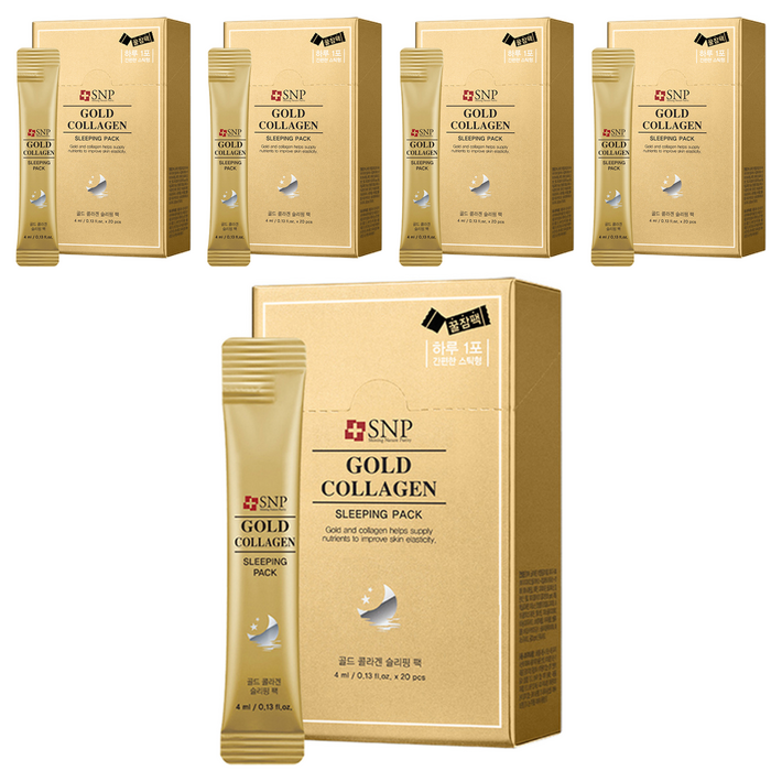 에스엔피 골드 콜라겐 슬리핑 팩 스틱형, 80ml, 5개