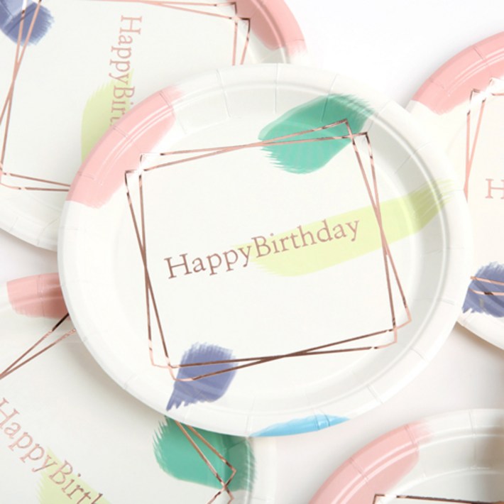 파티해 감성 파티접시 생일수채화 18cm