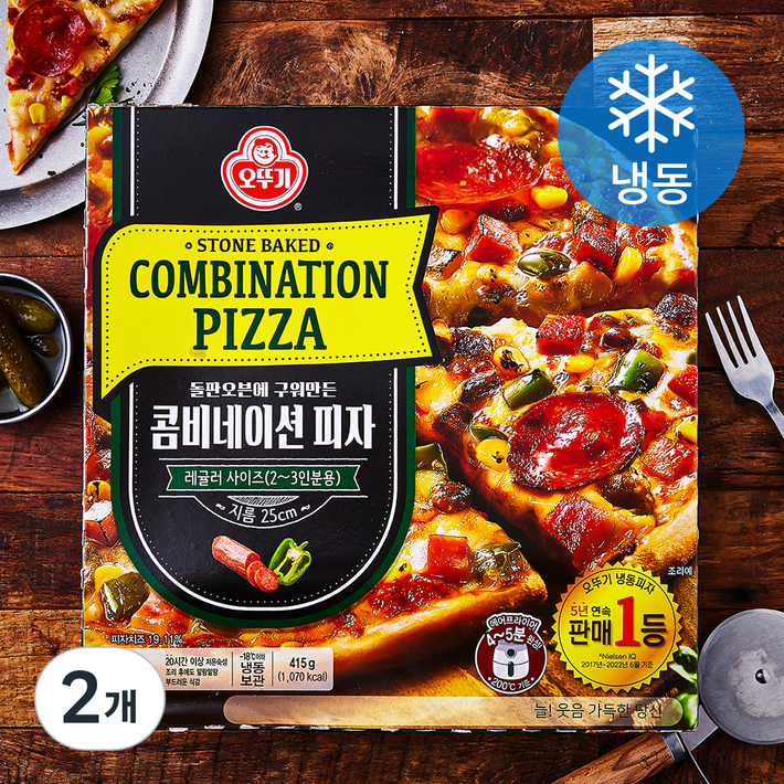 오뚜기 돌판오븐에 구워만든 콤비네이션 피자냉동, 415g, 1개입, 2개