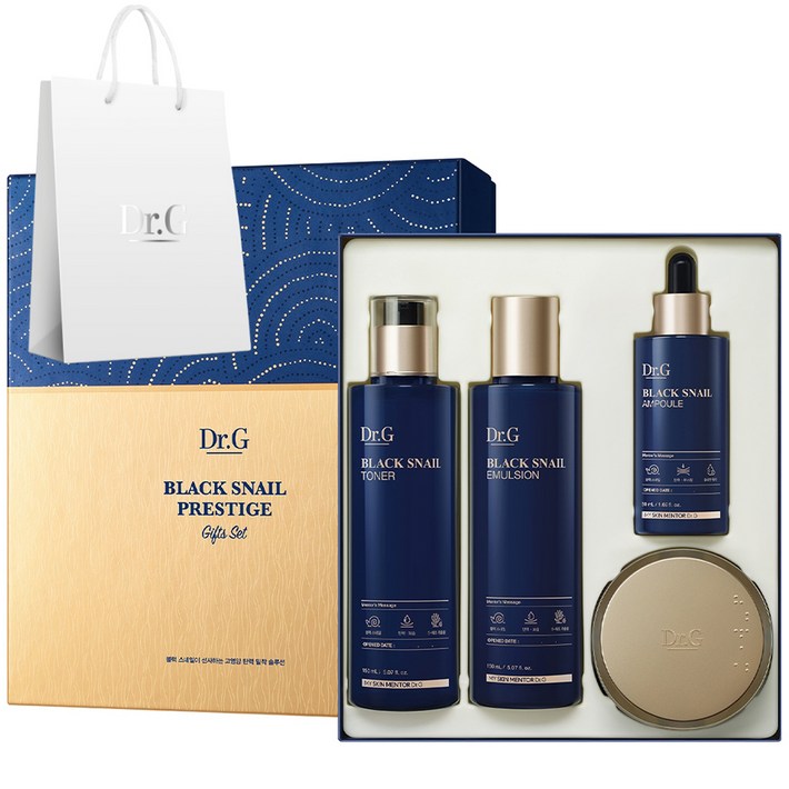 닥터지 블랙 스네일 프레스티지 토너 에멀전 앰플 크림 50ml 쇼핑백 4종 세트, 1개