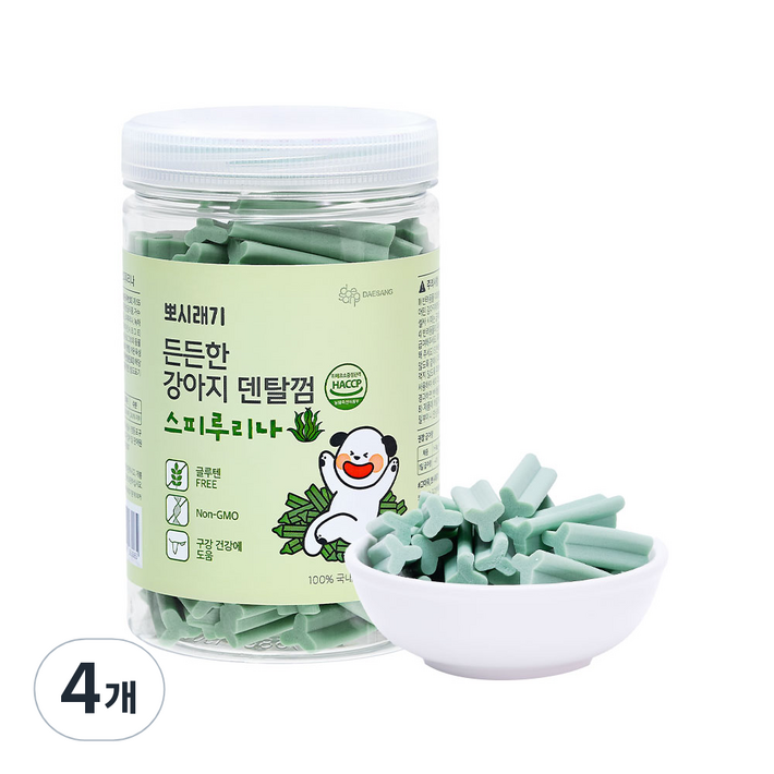 뽀시래기 든든한 강아지 덴탈껌, 스피루리나, 300g, 4개 뽀시래기 든든한 강아지 덴탈껌, 스피루리나, 300g, 4개