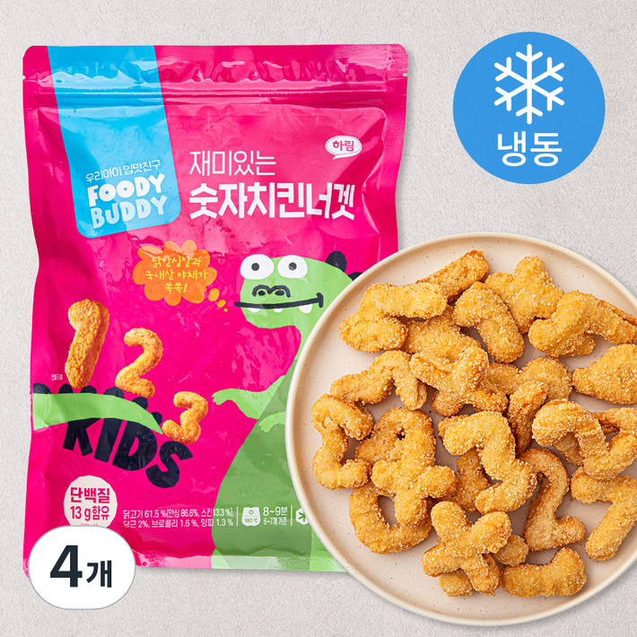 로켓프레시 푸디버디 재미있는 숫자 치킨너겟 냉동, 500g, 4개 로켓프레시 푸디버디 재미있는 숫자 치킨너겟 냉동, 500g, 4개