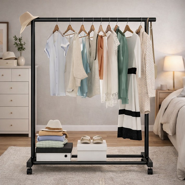 가구느낌 도도행거 1단 1100 철제 스탠드 이동식 옷걸이