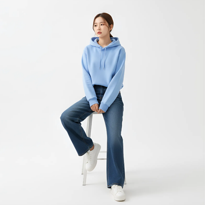 구디프 여성용 컴포트 데일리 루즈핏 후드 티셔츠