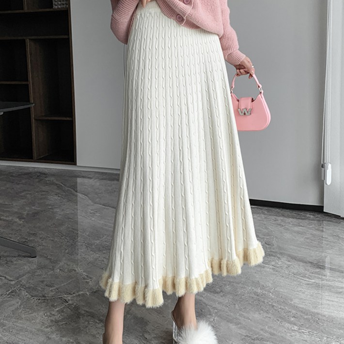 포플러앤씨 여성용 보그 니트 스커트 P24FSK081701