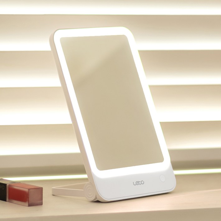 레토 무선 LED 탁상거울 LLMR03, 화이트 레토 무선 LED 탁상거울 LLMR03, 화이트