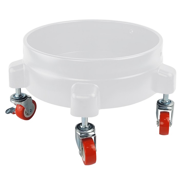 월드크린 세차 버킷 돌리 A타입 1620L  바퀴 50mm 5p 세트, 화이트돌리, 빨강바퀴