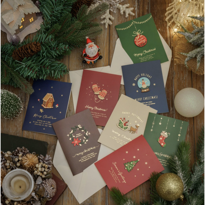 아우렌 크리스마스 카드 5종 유럽감성 빈티지