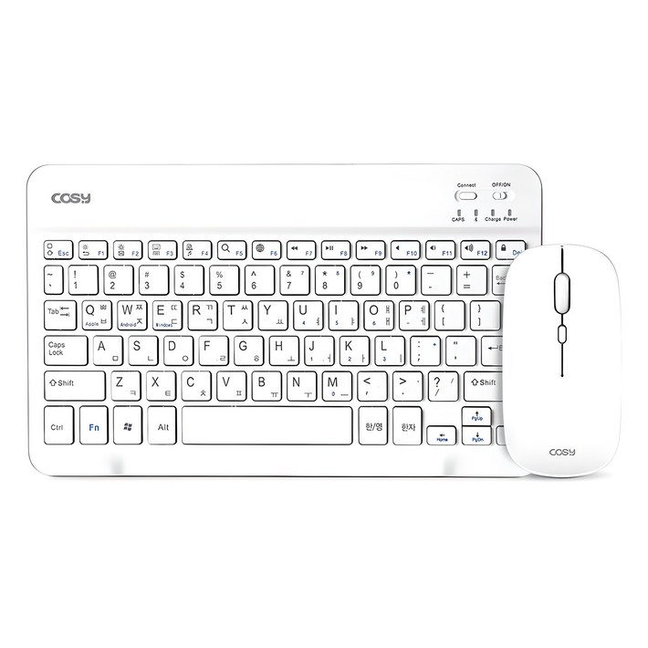 코시 충전식 무선 블루투스 마우스  키보드 세트, KBM4131BT, 화이트, 텐키리스