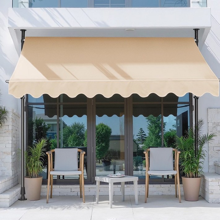 무타공 어닝 접이식 수동 고정 햇빛가리개 방수 옥상 테라스 가게 옥상 차양막 비가림막