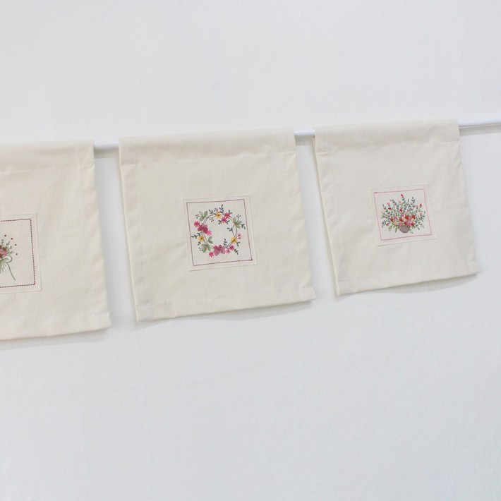 광목 꽃자수 가림막 바란스 주방커튼 가리개