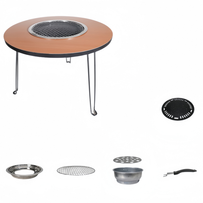Briliant 캠핑데이블 원형 화로 캠핑 테이블 숯불 스텐 로스터 가정용 바베큐 테이블 G518-061