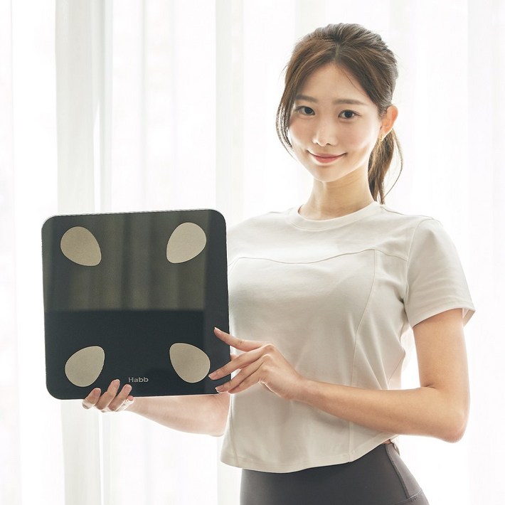하비비 스마트 블루투스 체지방 디지털 체중계, 스마트 체성분 체중계 CTRBFS8028, 1개, black