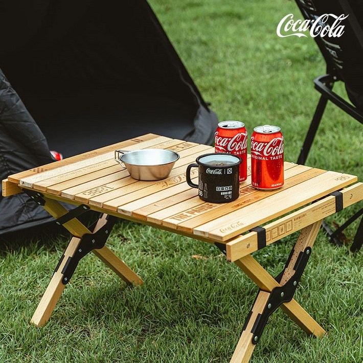 코카콜라 캠핑 우드 폴딩 원목 너도밤나무 테이블