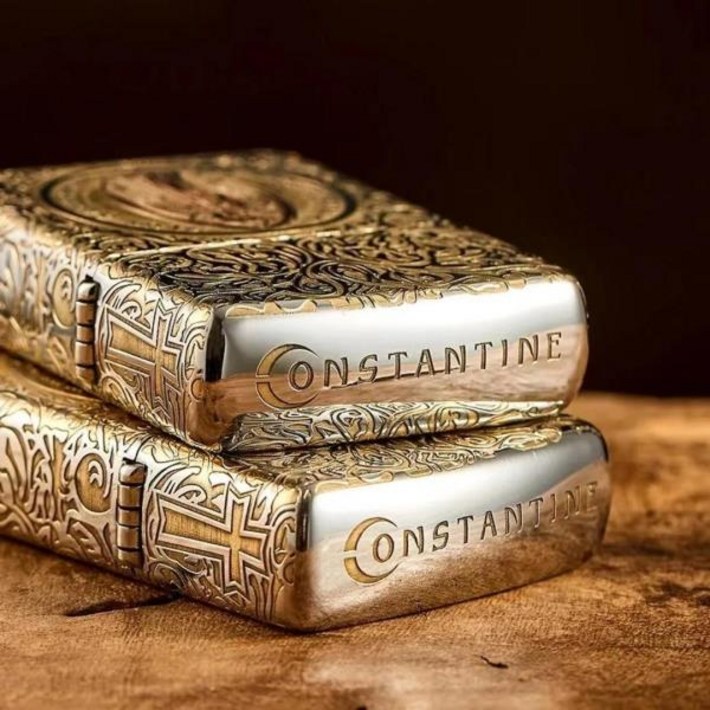 Zippo 황금 라이터, 콘스탄틴 사제 조각, 방풍 컬렉션 상자 Zippo 황금 라이터, 콘스탄틴 사제 조각, 방풍 컬렉션 상자