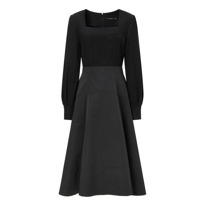 질스튜어트뉴욕 우먼 연말특가 S사이즈 특가블랙 소재배색 면혼방 A라인 긴팔원피스 JSDR2D620BK 825457