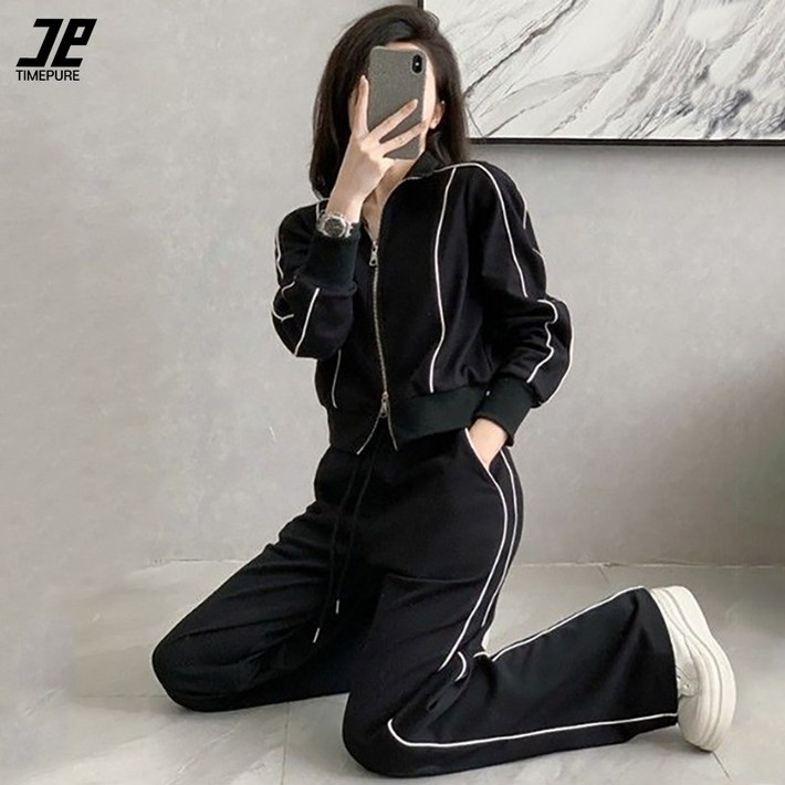 여성 캐주얼 트레이닝 집업 맨투맨 투피스 슬림핏 하이넥 정장스포츠 상하세트