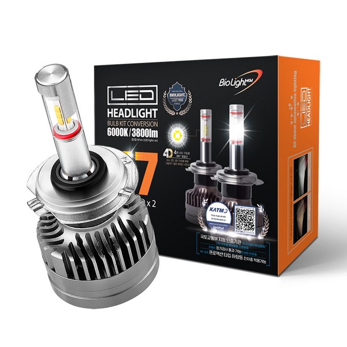 튜닝인증부품 바이오라이트 4면 합법 LED 전조등 H7 1 Set, 2개입, AType