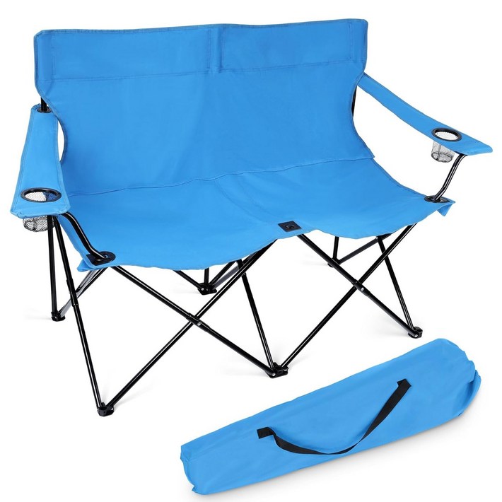 2인용 캠핑 의자 대형 더블 시트 접이식 휴대용 캠핑 벤치 의자 야외 낚시 피크닉용 휴대용 가방 포함