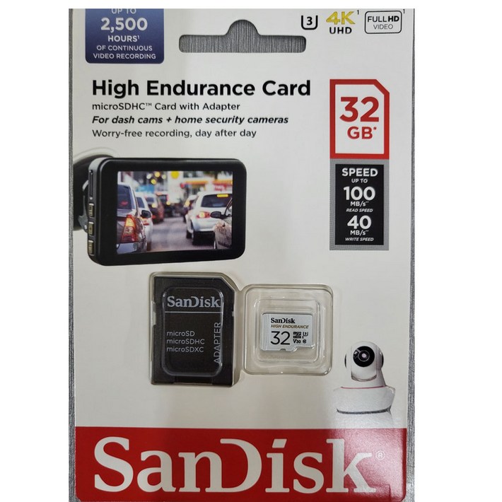 정품박스 샌디스크 마이크로 SD 블랙박스 CCTV 전용 QQNR 32GB 64GB 128GB 256GB 기가, 64GB