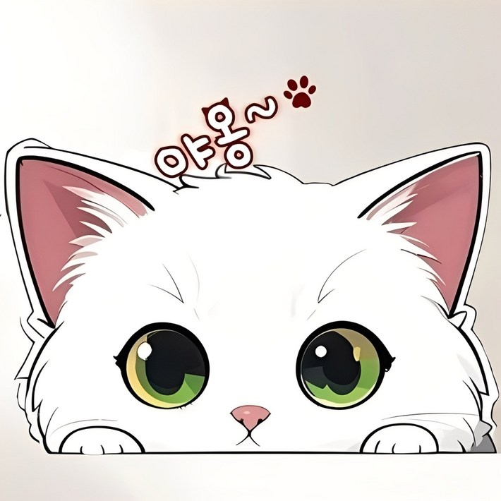 웨젼 자동차 흠집커버 차량용 스크래치 커버 고양이 스티커, 3개, 화이트