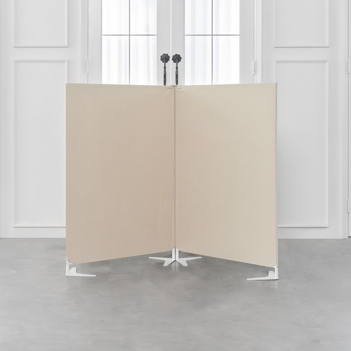 까사마루 이브 스탠드형 2단 가림막 파티션 1600 x 25 x 1200 mm, 오트밀
