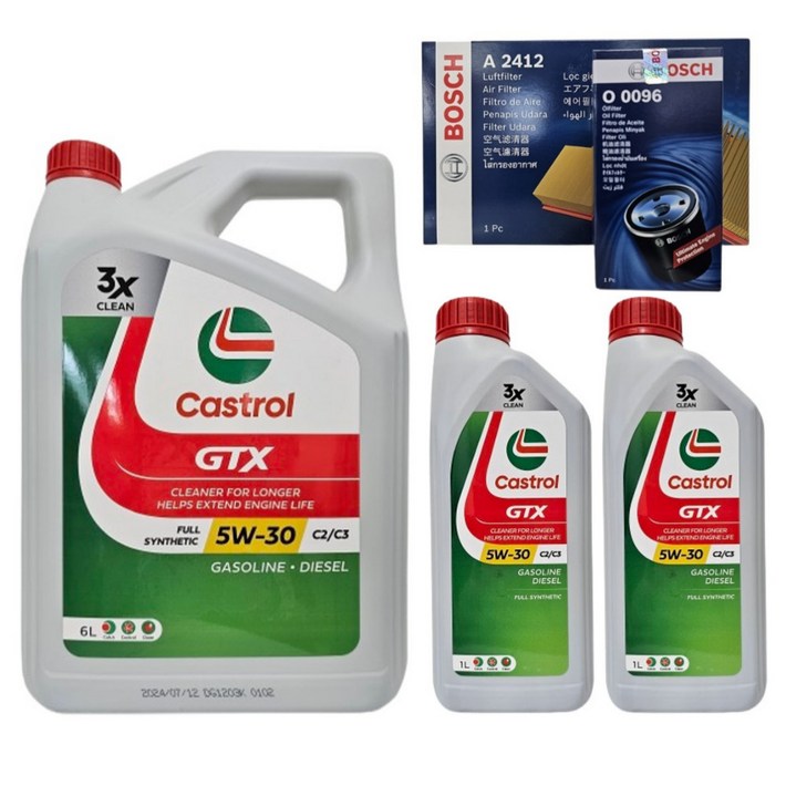 스포티지 R 2.0 디젤 엔진오일세트 캐스트롤 GTX 5W30 8L O0096A2412, 1개